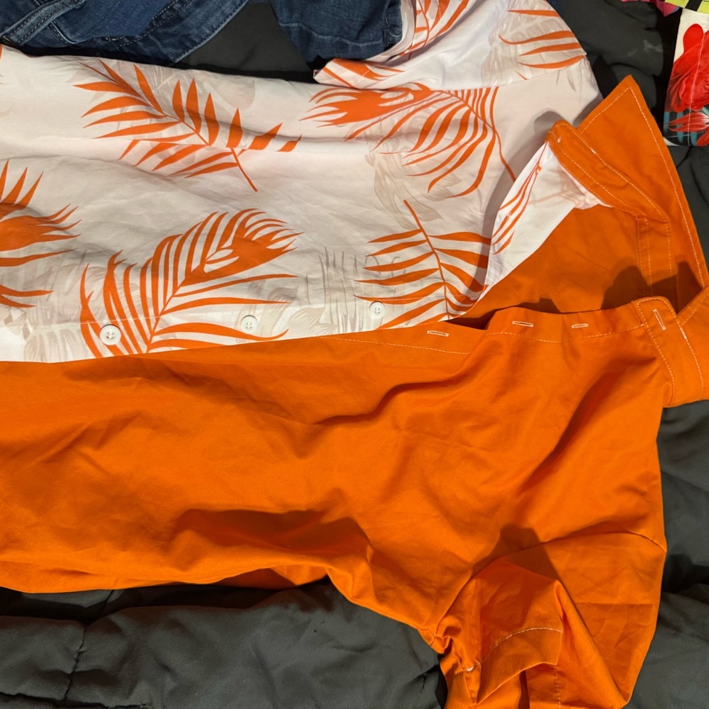 SHEIN Orange and White Men's Shirt